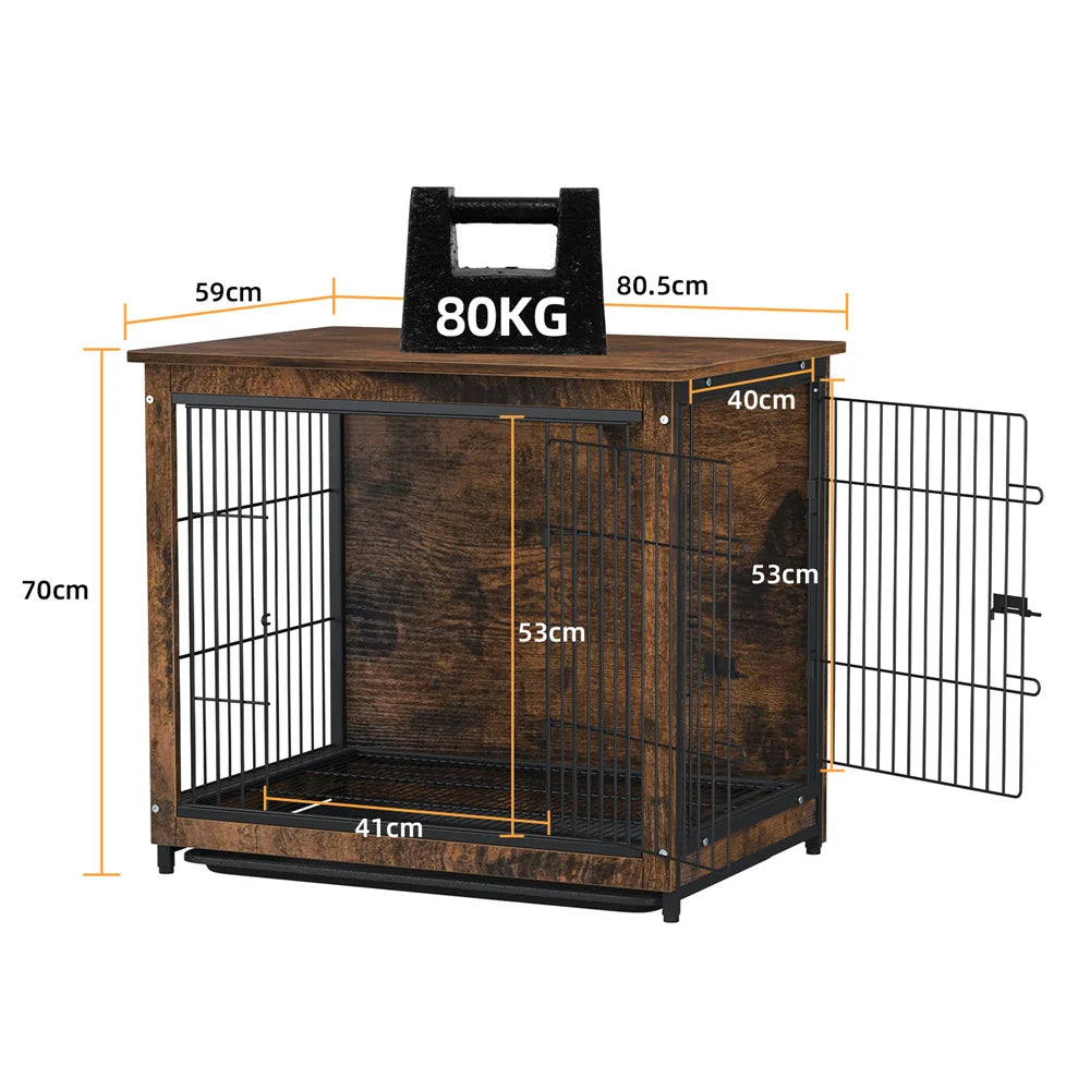 Wooden Dog Crate Furniture – Elevated Indoor Dog Kennel with End Table Top