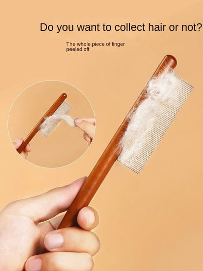 Cat Comb Cat Accessories Stainless Steel Pet Hair Remover Wooden Handle Solid Cat Hair Comb Pet Grooming Dog Brush Cleaning Tool