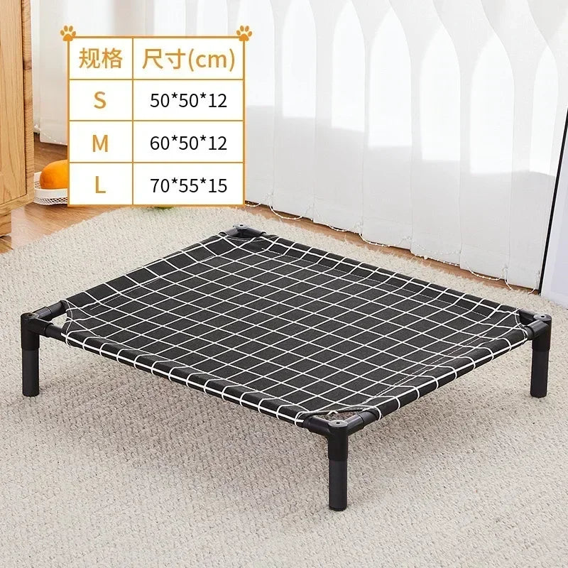 Foldable Elevated Pet Bed - Portable Camping Dog/Cat Bed with Washable Mat, Breathable Dog House for All Seasons