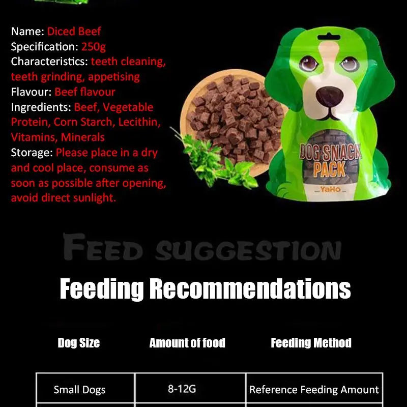 Beef Dog Treats – Chewy Diced Beef Training Rewards for Puppies & Adult Dogs