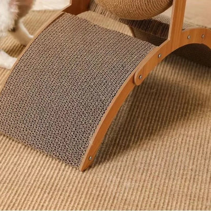 2 In 1, Cat Scratching Ball Wooden Cat Scratcher, Natural Sisal Scratch Board Scratching Column, Wear-Resistant Paw Wood Scraper
