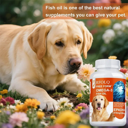 120 Softgels Deep-sea Fish Oil for Dogs Rich OMEGA 3 & 6 Salmon Oil Beauty Hair Protects Joint Health