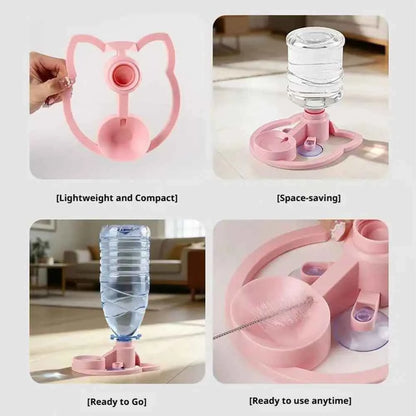 Anti Overturning Splash-proof 2-in-1 Pet Water Dispenser Automatic Water Renewal Cat Drinking Machine Suction Cup Cat Bowl