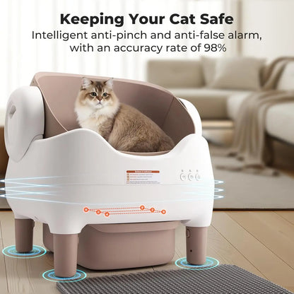 VOFORD Automatic Cat Litter Box Extra Large Self Cleaning Litter Box with APP Control with Free Trimmer for Multi-Cat Compatible