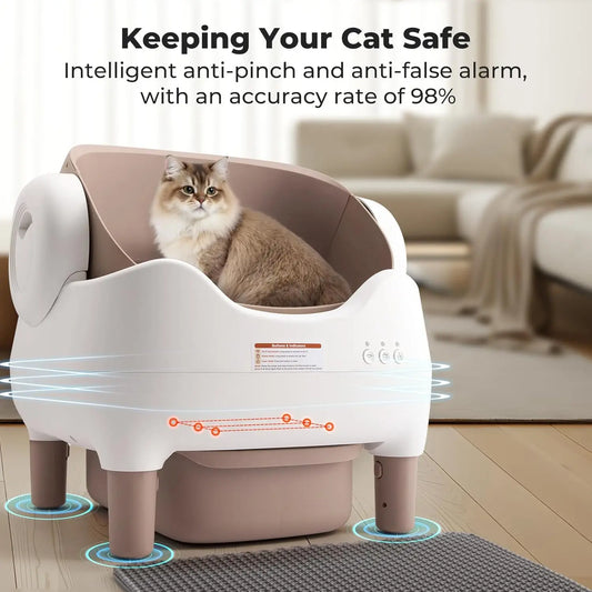 VOFORD Automatic Cat Litter Box Extra Large Self Cleaning Litter Box with APP Control with Free Trimmer for Multi-Cat Compatible - Bdba PK