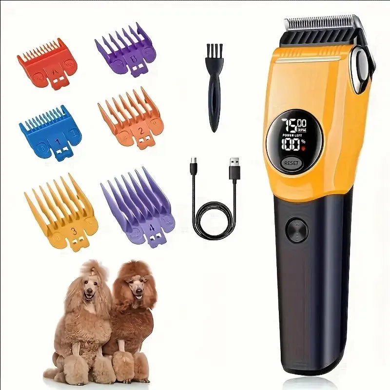 Pet Clipper Professional Dog Hair Trimmer Cat Grooming Shaver 7500/min LED suitable for large, medium, and small pets Trimmers
