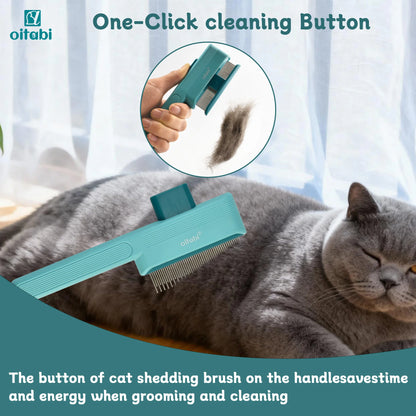 OITABI Self-Cleaning De-Shedding Comb – One-Click Pet Hair Removal for Dogs & Cats