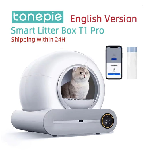 Tonepie 65L Fully Enclosed Smart Self-Cleaning Cat Litter Box with App Control