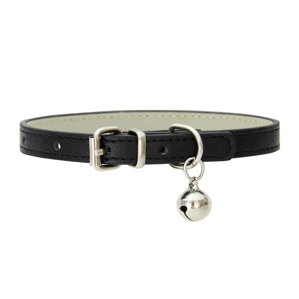 Adjustable PU Leather Cat Collar - Durable, Stylish Pet Collar with Metal Buckle, Soft Padded Design for Small Dogs and cats  -