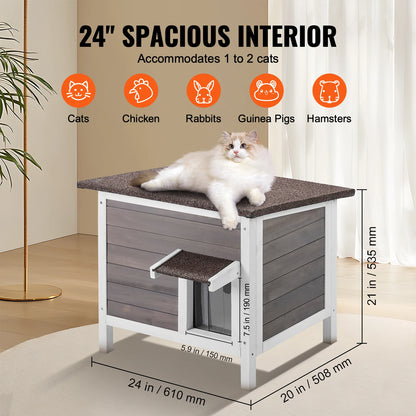 Outdoor Weatherproof Cat House – Insulated Wooden Feral Cat Shelter