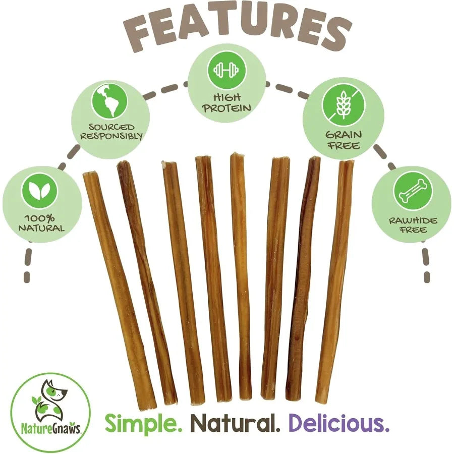 Extra Thin Bully Sticks for Small Dogs – 50 Count Natural Beef Chews for Puppies & Light Chewers