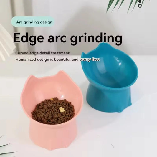 Tilted Elevated Cat Food Bowl Ergonomic Cat Food Dish Anti Neck Protector Vomiting Raised Cats Food Bowl Non Slip for Cats Dogs - Bdba PK