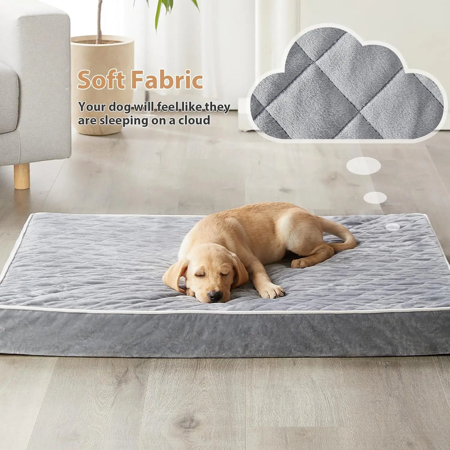 Extra Large Orthopedic Dog Bed, Waterproof Washable Cover, Quilted Design for Comfort and Support
