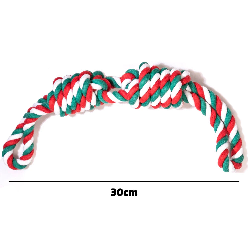 Interactive Cotton Rope Dog Toys for Small Large Dogs Tug of War Durable Bite Toy for Pet Pug Chihuahua Bichon Christmas Gift