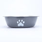 New stainless steel dog basin paw print pet supplies cat bowl dog bowl silicone anti-slip design pet drinking water feeding bowl