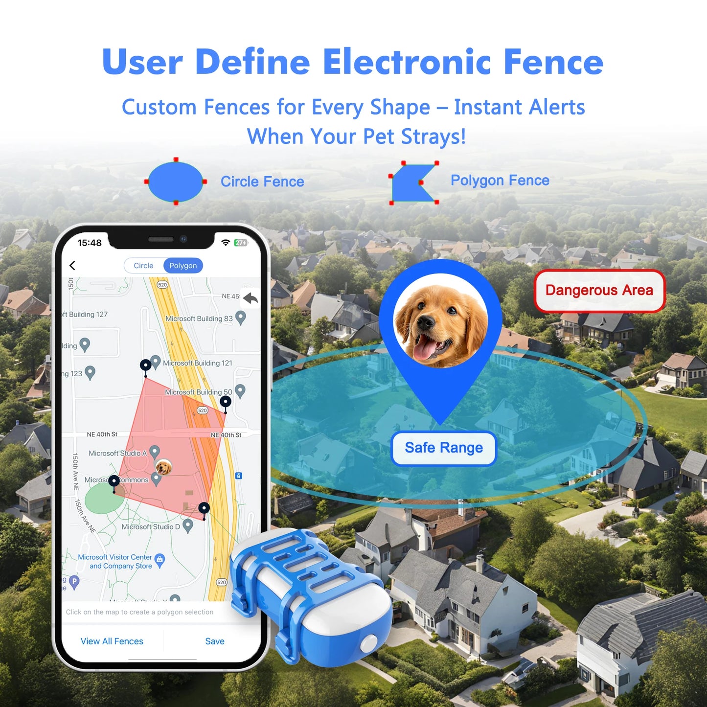 WANWAYTECH 4G Pet GPS Tracker – Waterproof Live Tracking for Dogs & Cats