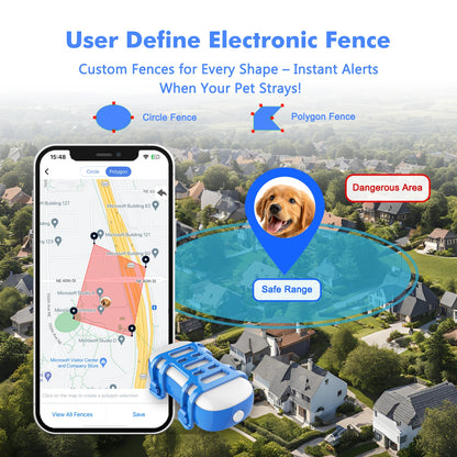 WANWAYTECH 4G Pet GPS Tracker – Waterproof Live Tracking for Dogs & Cats