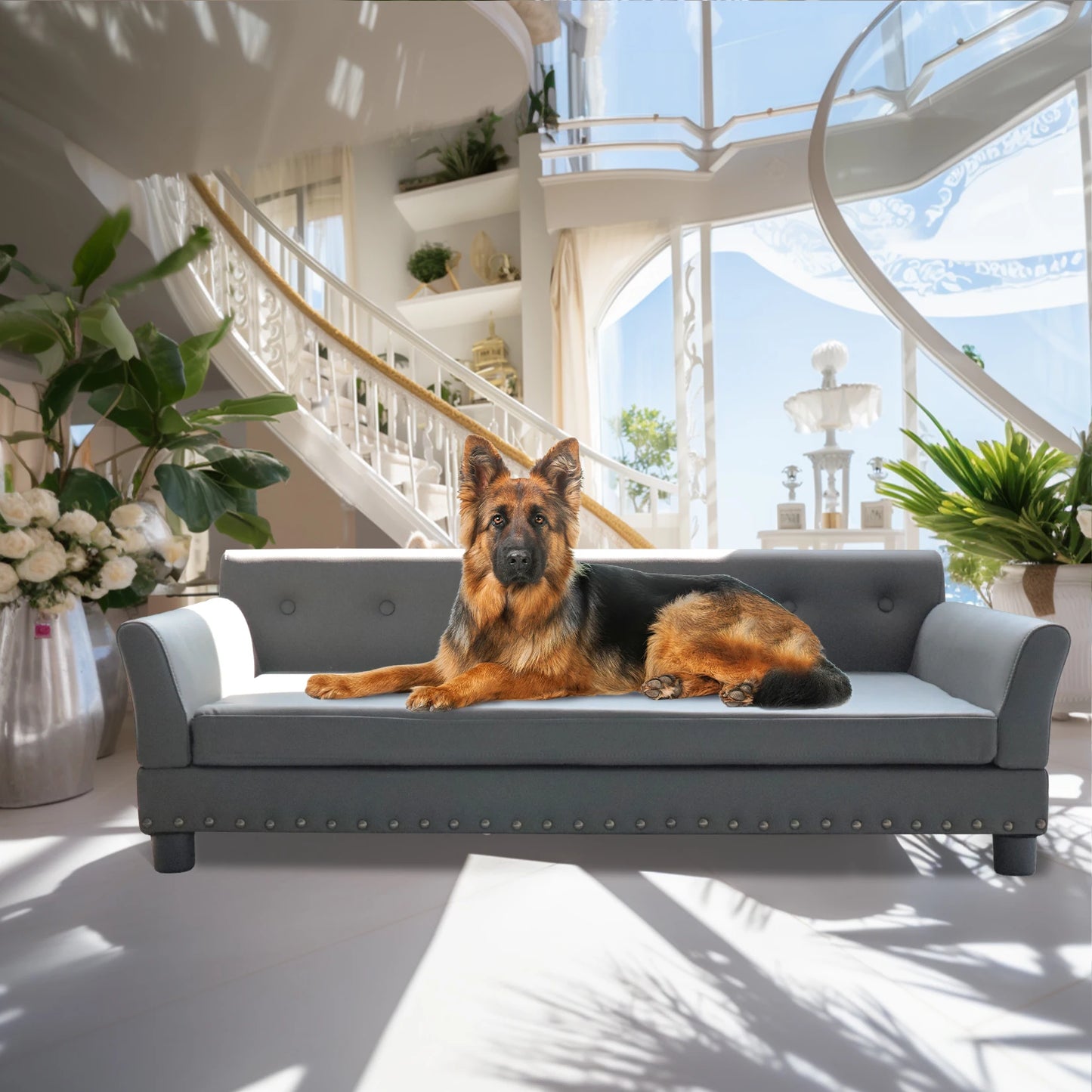 BINGOPAW Rectangle Pet Bed for Medium and Large Dogs, Durable Elevated Dog Sofa Bed, Comfortable Dog Couch, Modern Dog Sofa