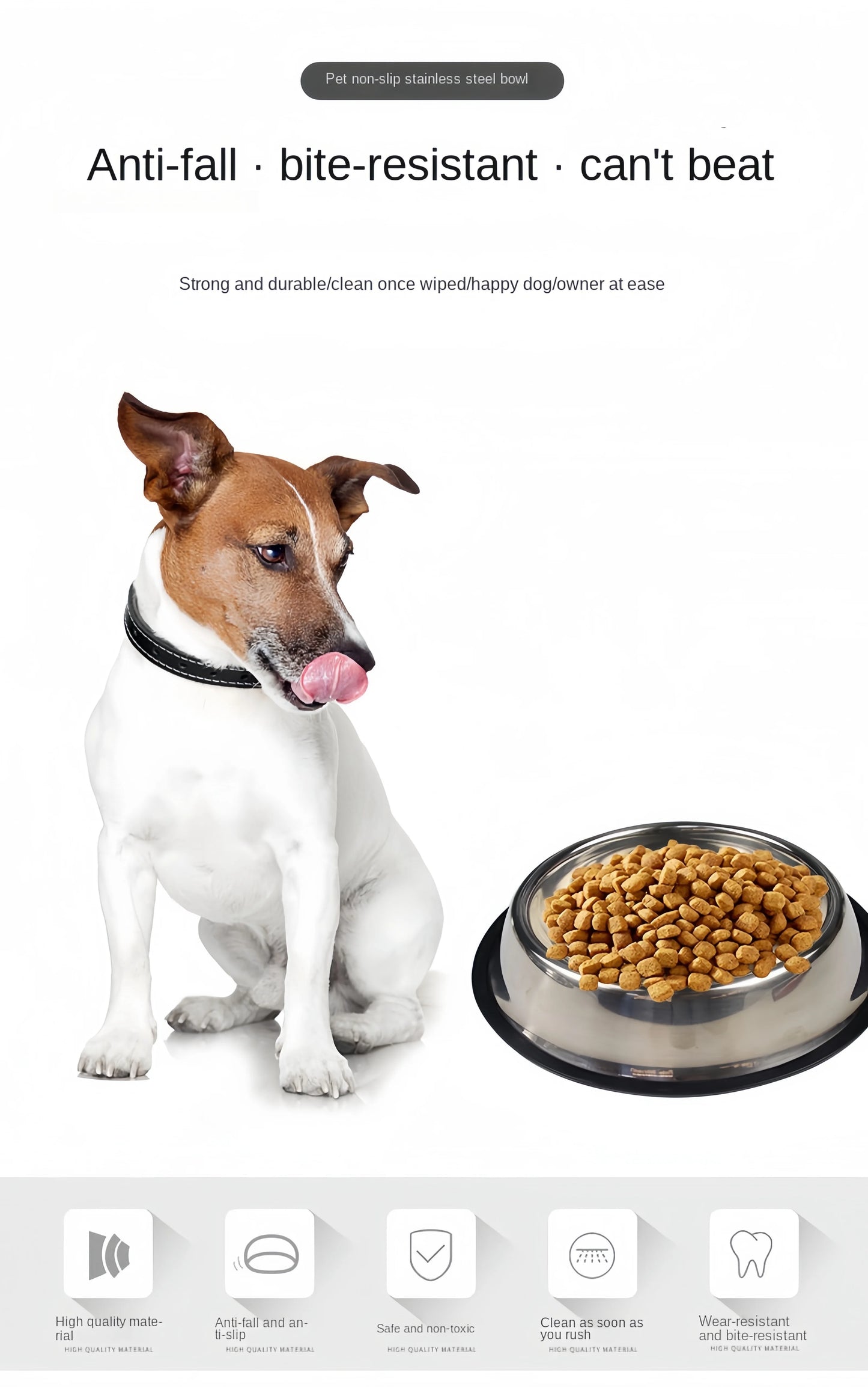 Pet Dog Cat Stainless Steel Bowl Pet Feeding Bowl Cat and Dog Drinking Bowl Metal Feeder Bowl Durable Easy To Clean 6 Sizes