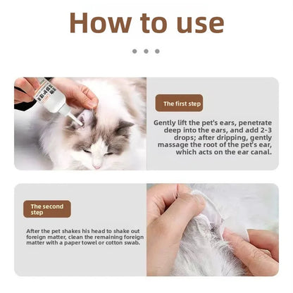PetClear Pet Ear Care Solution 120ml Ear Cleaner Mite Removal Ear Drops Pet Ear Cleaning Products