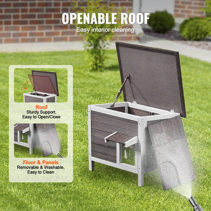 Outdoor Weatherproof Cat House – Insulated Wooden Feral Cat Shelter