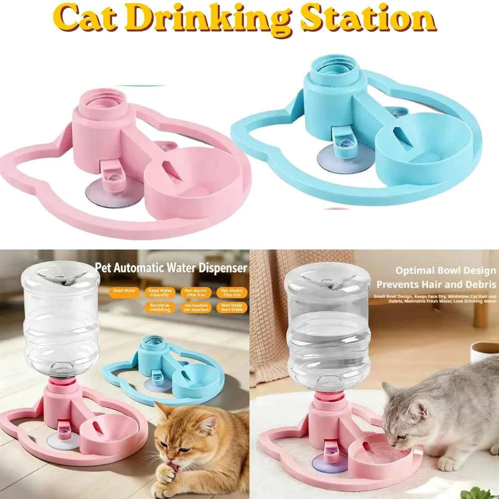 No-Electric Gravity Cat Water Fountain Splash Resistant Anti-spill Water Bowl Indoor Pet Auto Water Drinking Accessory