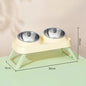 15° Elevated Pet Feeder: Portable Foldable Dual Stainless Steel Bowls with Non-Slip Base - Neck Support for Cats and Dogs