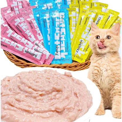 Cat Liquid Snack Strips – Chicken, Salmon & Tuna Wet Treats for Cats & Kittens
