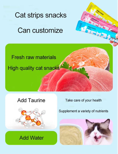 Cat Liquid Snack Strips – Chicken, Salmon & Tuna Wet Treats for Cats & Kittens
