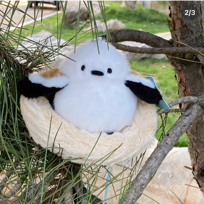 Cartoon Birds Plush Toys Pendant Keychain Simulation Parrot Bird Nest Plush Keyring Anime Cute Girl Kawaii Room Decor Kids Gifts