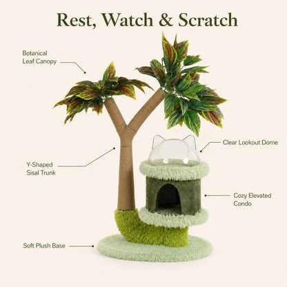 Mango Tree Cat Tree for Small Cats - Cozy Perch Fun Platform Scratching Post - Cat Furniture with Natural Sisal Rope
