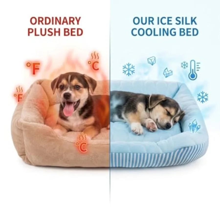 Cooling Dog Bed for Dogs Breathable Dog Cooling Mat with Self Cooling Ice Silk Fabric Washable Summer Pet Bed for Indoor Outdoo
