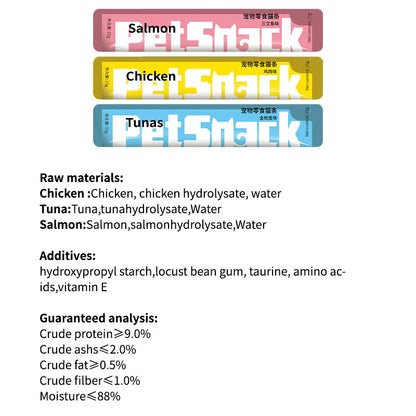 Cat Liquid Snack Strips – Chicken, Salmon & Tuna Wet Treats for Cats & Kittens