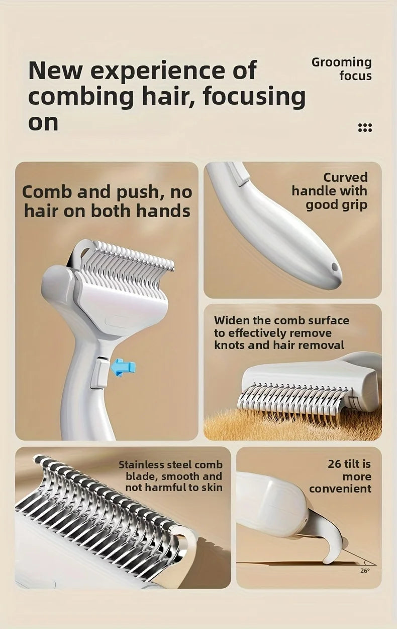 Stainless Steel Dog Hair Removal Brush – Curved Comb for Long-Haired Dogs & Cats