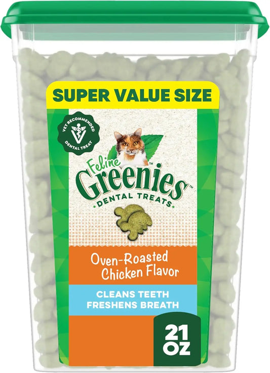 Feline Adult Dental Cat Treats – Oven Roasted Chicken Flavour 21oz Tub