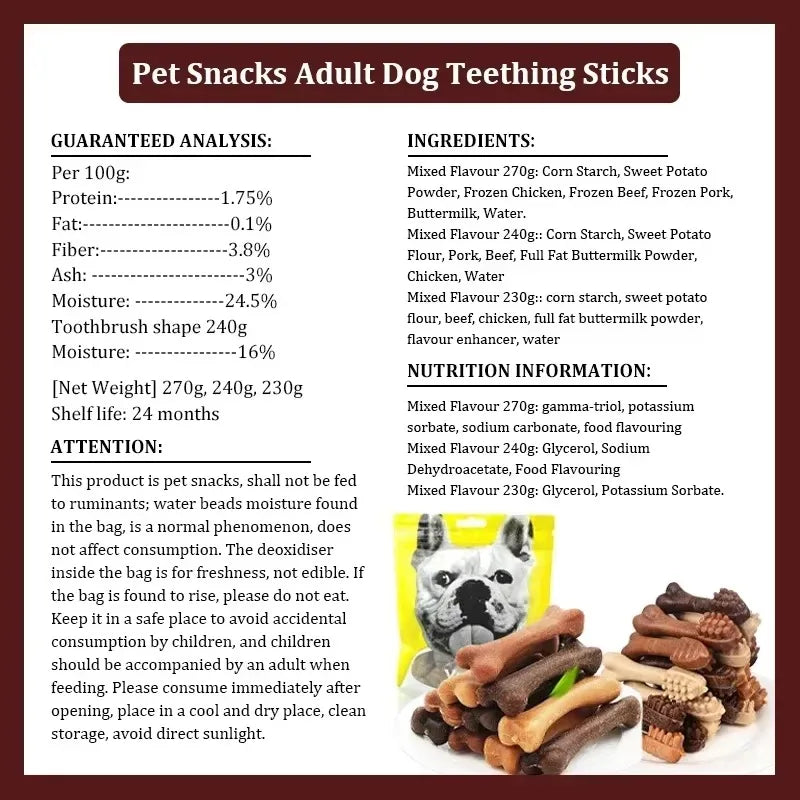 Bone-Shaped Dog Dental Chew Stick – Natural Toothbrush Treat for Puppies & Adult Dogs