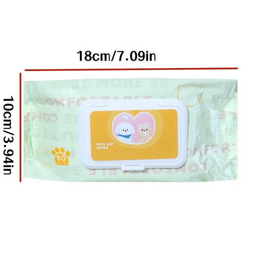 400 Pieces (5 Packs) of Pet Wipes Specifically for Dogs and Cats, Cleaning Tear Stains, Deodorizing Wet Wipes, Wiping Buttocks, Wiping Body, Wiping Feet, Antibacterial Products, Easy to Carry