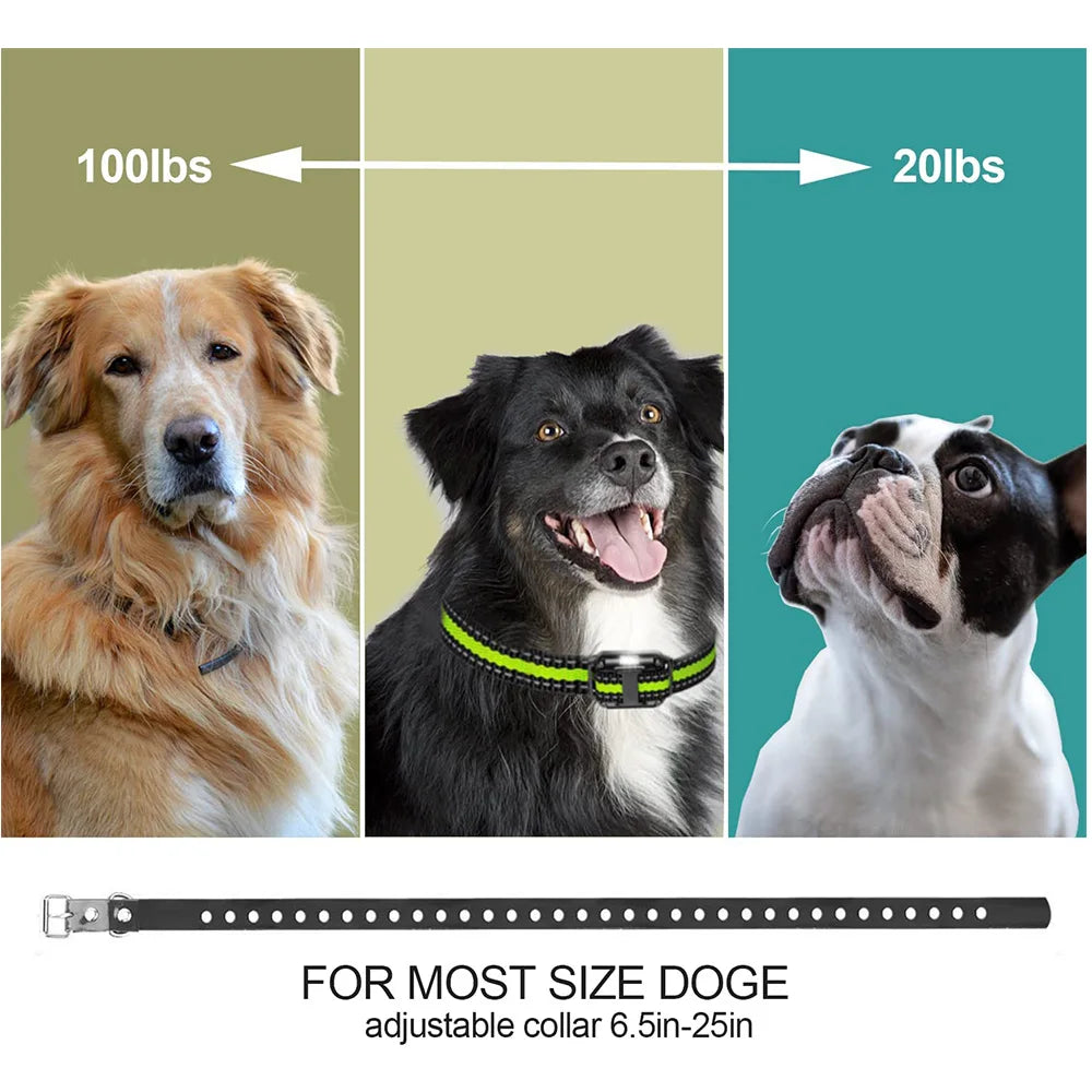 800m Anti-Barking Dog Training Collar – Rechargeable Shock & Vibration with Reflective Leather Strap