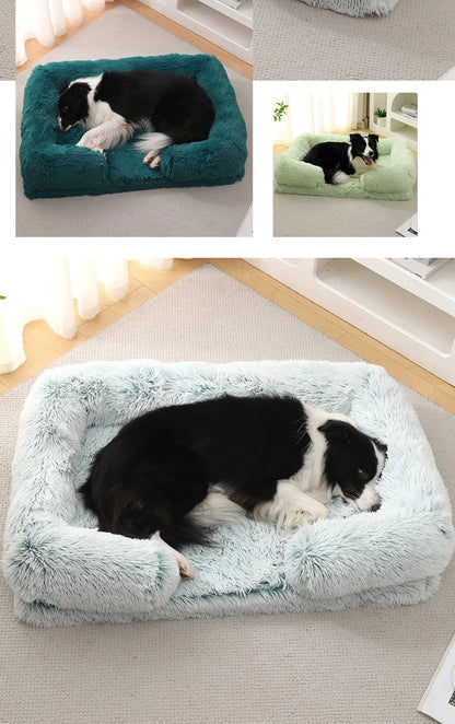 Half-Surround Dog Bed – Soft Plush Orthopedic Pet Sofa for Dogs & Cats