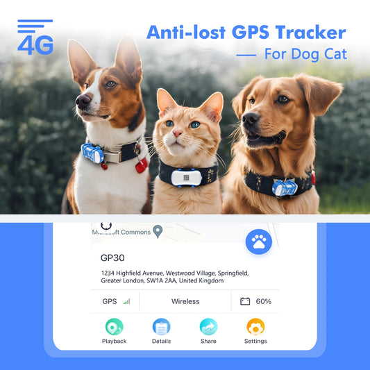 WANWAYTECH 4G Pet GPS Tracker – Waterproof Live Tracking for Dogs & Cats
