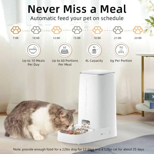 ROJECO Automatic Cat Feeder Pet Smart WiFi Cat Food Kibble Dispenser Remote Control Auto Feeder For Cat Dog Dry Food Accessories - Bdba PK