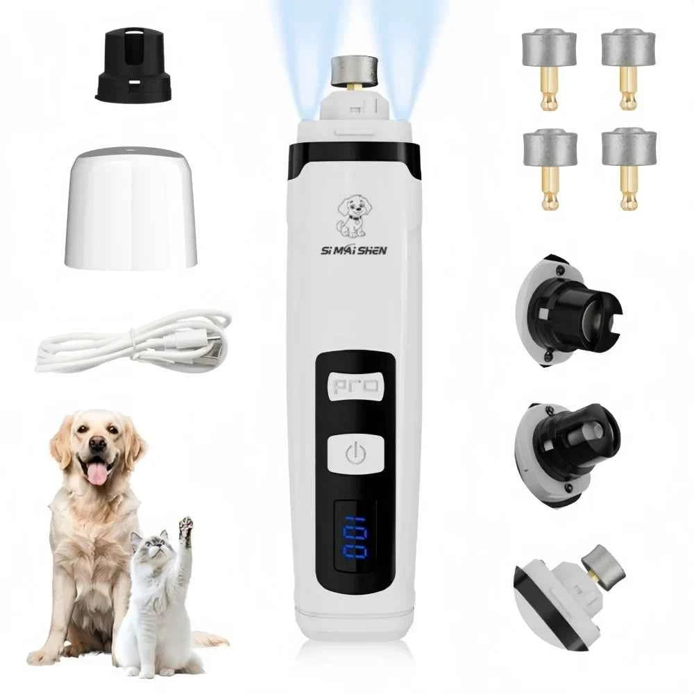 New Electric Dog Nail Clippers Rechargeable USB Charging LED Light Quiet Cat Nail Grinders Pet Paws Nail Grooming Supplies