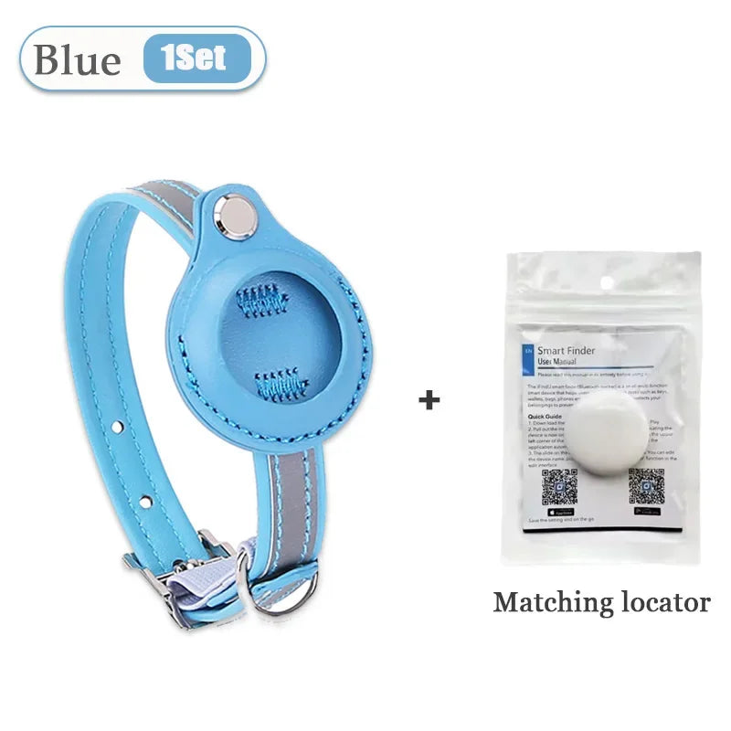 Pet GPS Tracker Leather Pet Adjustable Collars for Apple Airtag Location Tracker Dog Cat Anti-lost Reflective Protection Case