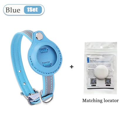 Pet GPS Tracker Leather Pet Adjustable Collars for Apple Airtag Location Tracker Dog Cat Anti-lost Reflective Protection Case