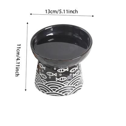 Ceramic Raised Cat Bowl  Elevated Neck Protection Ergonomic Durable Cutlery for Food Water Cute Dog Bowl ﻿