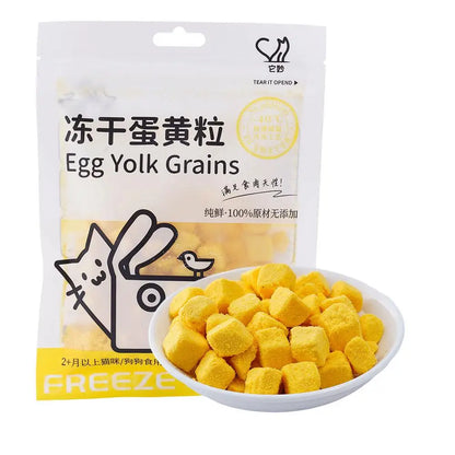 40g Freeze Dried Egg Yolk Granules Beautify Smoothing Freeze-dried Hair Cat To Pet Pets Healthy Food Snacks Cat Safe Supplies