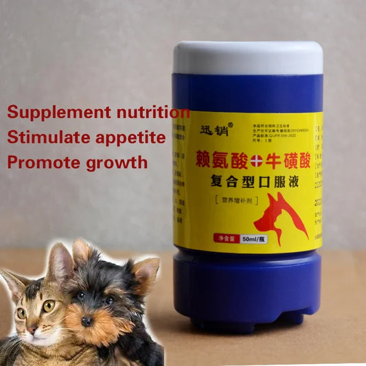 Lysine & Taurine Compound Oral Liquid for Dogs & Cats – Respiratory Support, Appetite Stimulant & Immune Boost - Bdba PK