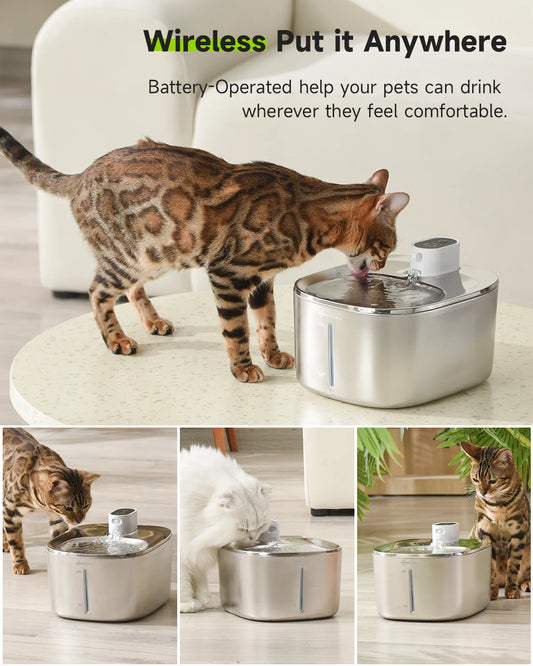 APETDOLA 4L Wireless Cat Water Fountain Auto Sensor Drinking Fountain For Cats Dog Drinker Pet Water Dispenser Accessories - Bdba PK