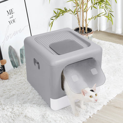 Enclosed Sifting Cat Litter Box – Dual Entry with Scoop, Filter & Drawer