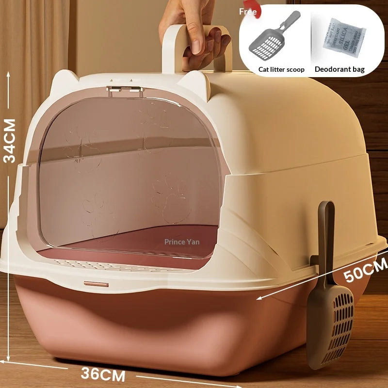 Cleaning Cat Litter Box Large Enclosed Anti Splash UV Sterilization Odor Control Pet Toilet Cat Supplies Cat Litter Catcher